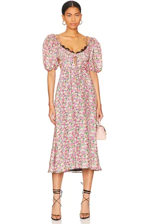 For Love & Lemons Vestido midi isadora en color rosado talla 2X en - Pink. Talla 2X (también en S, XS).