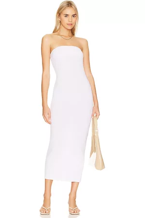 ENZA COSTA Mujer Strapless y off shoulder - Vestido midi strapless en color talla L en - White. Talla L (también en M, S, XL, XS).