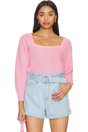 White + Warren Top con cuello cuadrado classic en color rosado talla L en - Pink. Talla L (también en XS).