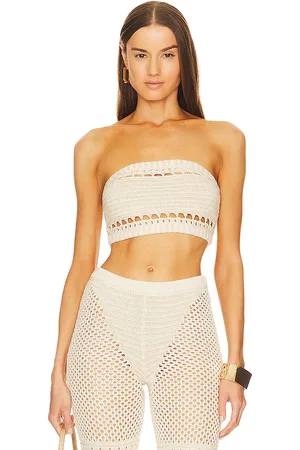 Retrofete Luiz strapless top en ivory and gold en color ivory talla L en - Ivory. Talla L (también en XL).