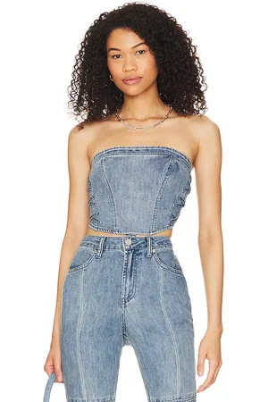 AFRM Corsé ashton pin-up lace up en color denim claro talla L en - Denim-Light. Talla L (también en M, S, XXL).