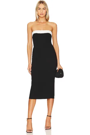 Amanda Uprichard Vestido midi kerry en color talla L en - Black. Talla L (también en M, XL, XS).