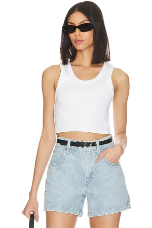 AGOLDE Camiseta tirantes recortada poppy en color talla L en - White. Talla L (también en M, S, XL, XS).