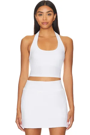 Beyond Yoga Tanque halter recortado spacedye well rounded en color blanco talla L en - White. Talla L (también en XL).