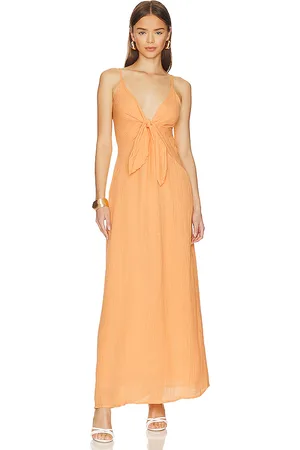 FAITHFULL THE BRAND Vestido midi verona en color naranja talla L en - Orange. Talla L (también en S, XL, XS, XXL).