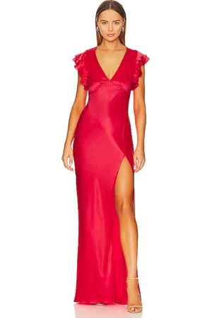 Amanda Uprichard Vestido largo cecelia en color rojo talla M en - Red. Talla M (también en S, XS).