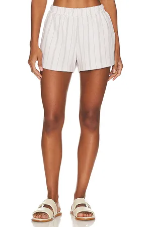 MONROW Pantalón corto con rayas en color ivory talla M en - Ivory. Talla M (también en S, XL, XS).