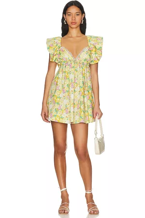 For Love & Lemons Mujer Vestidos Cortos y Sexys - Minivestido tamra en color talla 1X en - Yellow. Talla 1X (también en S, XS, M, L, XL, 2X).