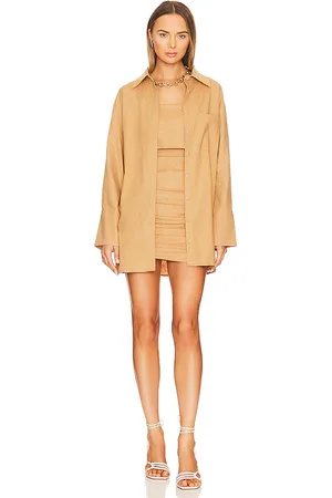 Camila Coelho Camisa reine en color bronce talla L en - Tan. Talla L (también en M).