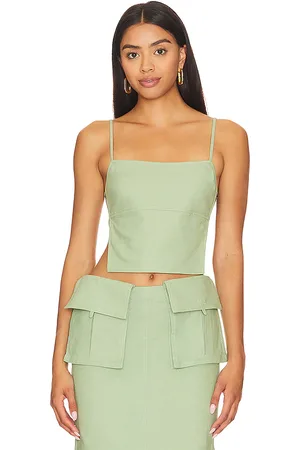 Camila Coelho Rousseau top en color verde salvia talla XL en - Sage. Talla XL (también en L).