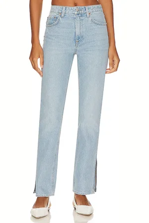GRLFRND Harlow petite high rise boot with slit hem en color denim claro talla 23 en - Denim-Light. Talla 23 (también en 28, 30, 3