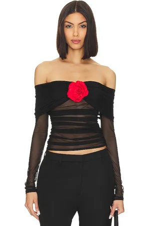 Amanda Uprichard Blusa nellia en color negro talla L en - Black. Talla L (también en M, S, XS).