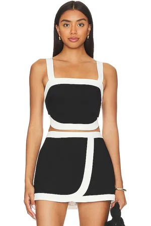 Amanda Uprichard Porsha top en color negro, blanco talla L en - Black,White. Talla L (también en M, S, XL).