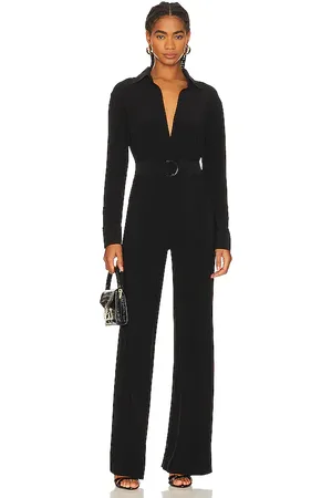 Norma Kamali Shirt straight leg jumpsuit with collar stand en color talla L en - Black. Talla L (también en M, S, XS, XXS).