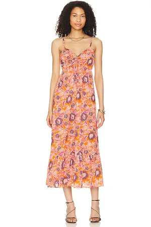 Cleobella Vestido midi oliana en color naranja talla L en - Orange. Talla L (también en XL, XS).