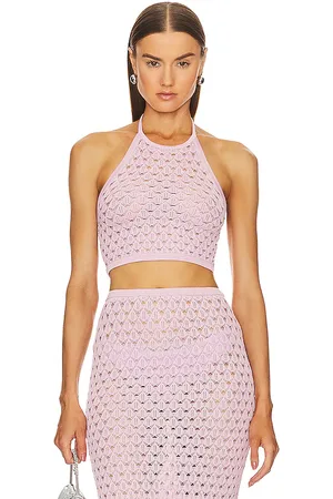 Michael Costello X revolve harva sequined knit halter en color talla L en - Pink. Talla L (también en XL).