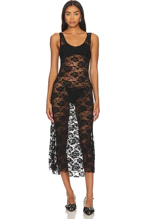 Indah Vestido midi encaje amara en color talla XS en - Black. Talla XS (también en S).