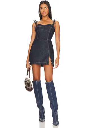 Amanda Uprichard Mameluco falda pantalón de mezclilla taylor en color denim-dark talla S en - Denim-Dark. Talla S (también en