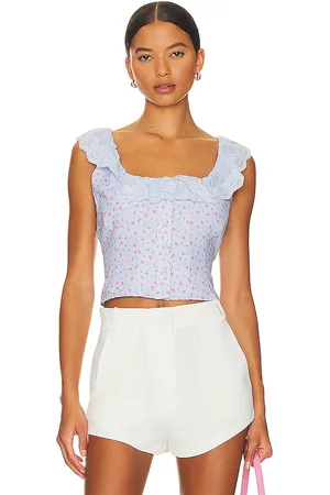 DANIELLE GUIZIO Paloma lace top en color bebe azul talla L en - Baby Blue. Talla L (también en M, S, XL, XS, XXS).