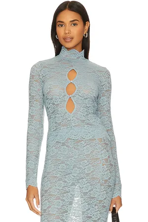 LPA Serafina lace top en color azul talla M en - Blue. Talla M (también en S, XL).