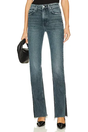 GRLFRND Harlow high rise boot w/ slit hem en color denim-medium talla 23 en - Denim-Medium. Talla 23 (también en 32).