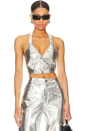AFRM Top chaleco harlan en color talla 2X en - Metallic Silver. Talla 2X (también en 3X, XXS).