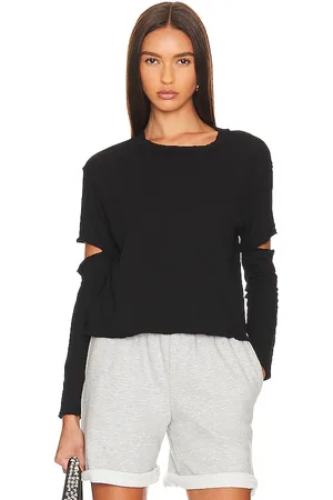 Bobi Elbow cut long sleeve top en color talla M en - Black. Talla M (también en S, XL, XS).