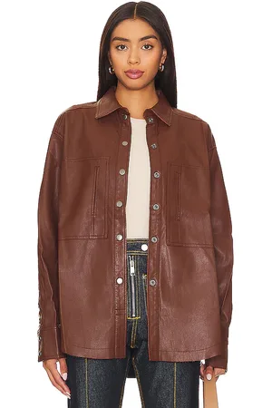 Free People Chaqueta de piel sintética easy rider en color cognac talla M en - Cognac. Talla M (también en XL).