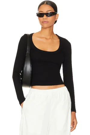 LnA Crown scoop long sleeve top en color talla L en - Black. Talla L (también en M, S, XS).