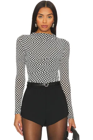 ENZA COSTA Mesh long sleeve twist top en color black & white talla L en - Black & White. Talla L (también en S, XL, X