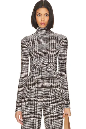 Norma Kamali Front zip slim fit turtle top en color chocolate talla L en - Chocolate. Talla L (también en M).