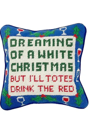 Furbish Studio Almohada bordado wine christmas en color multi talla all en N/A - Multi. Talla all.