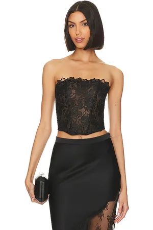 FLEUR DU MAL Whitney corset top en color talla L en - Black. Talla L (también en M, XS).
