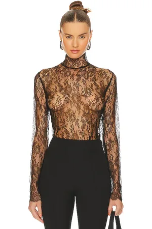 Kiki de Montparnasse All over lace turtleneck top en color talla L en - Black. Talla L (también en M, XS).