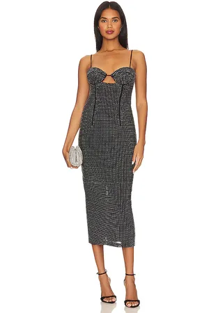 Bardot Vestido midi aisha diamonte en color talla 10 en - Black. Talla 10 (también en 8).