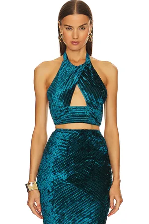 Michael Costello X revolve spencer top en color talla S en - Teal. Talla S (también en XL, XS).