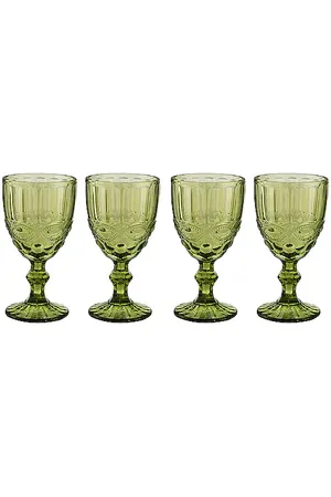 Chefanie Cristalería green stem glasses set of 4 en color verde talla all en N/A - Green. Talla all.