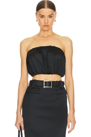 Helsa Heavy satin bubble top en color talla XL en - Black. Talla XL (también en L).