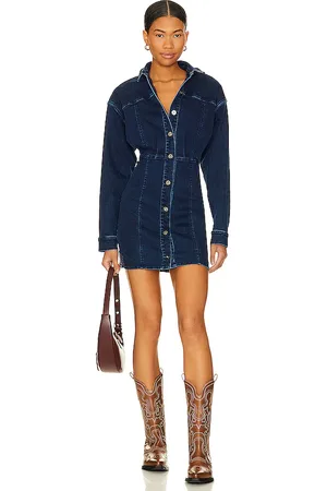 Free People Vestido denim amber en color azul talla 10 en - Blue. Talla 10 (también en 12, 14, 4, 6).