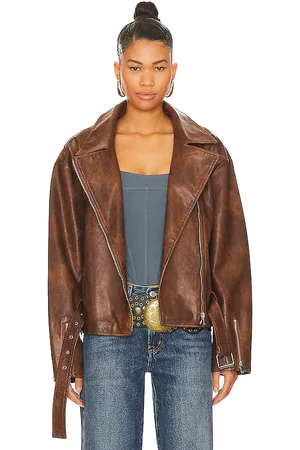 superdown Chaqueta lana faux leather en color talla L en - Brown. Talla L (también en M, S).