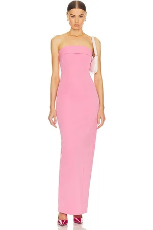 Helsa Vestido tech gabardine long strapless en color rosado talla M en - Pink. Talla M (también en L, S, XL, XS, XXS).
