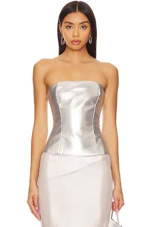 superdown Corsé novi faux leather en color plateado metálico talla M en - Metallic Silver. Talla M (también en S, XS, XXS).