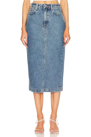 GRLFRND Falda midi robin en color denim-medium talla 23 en - Denim-Medium. Talla 23 (también en 24).
