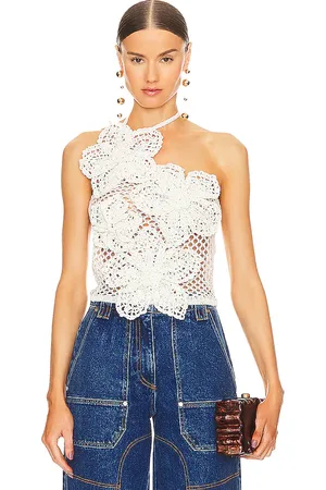 Cult Gaia Top ganchillo nazanin en color blanco talla L en - White. Talla L (también en XL, XS).
