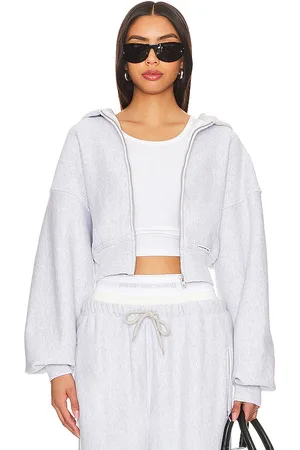 Alexander Wang Sudadera corta con capucha y cremallera en color gris claro talla L en - Light Grey. Talla L (también e