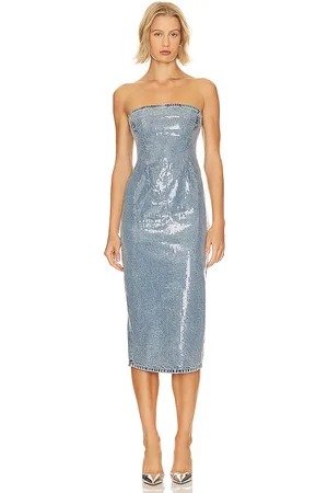 GRLFRND Vestido midi blakely en color denim claro talla XS en - Denim-Light. Talla XS (también en XXS).