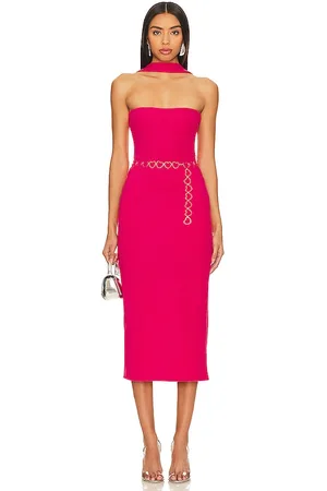 Lovers And Friends Vestido midi dominique en color rosado talla L en - Pink. Talla L (también en XL, XS).