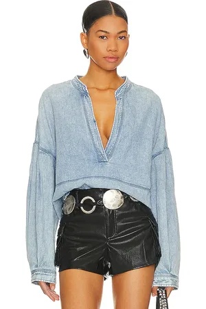 Free People Jersey de mezclilla we the free jude en color denim claro talla L en - Denim-Light. Talla L (también en M, S, X