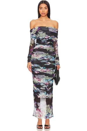 Nicholas Vestido midi fruncido con hombros descubiertos oaklyn en color negro talla 0 en - Black. Talla 0 (también en 2