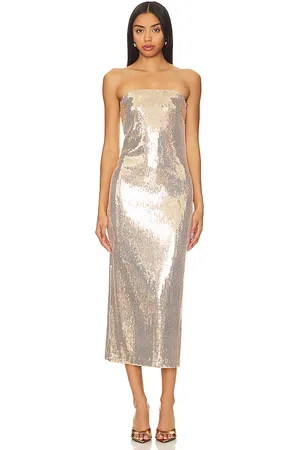 Rue Sophie Vestido lentejuelas leigh en color oro metálico talla M en - Metallic Gold. Talla M (también en XS).